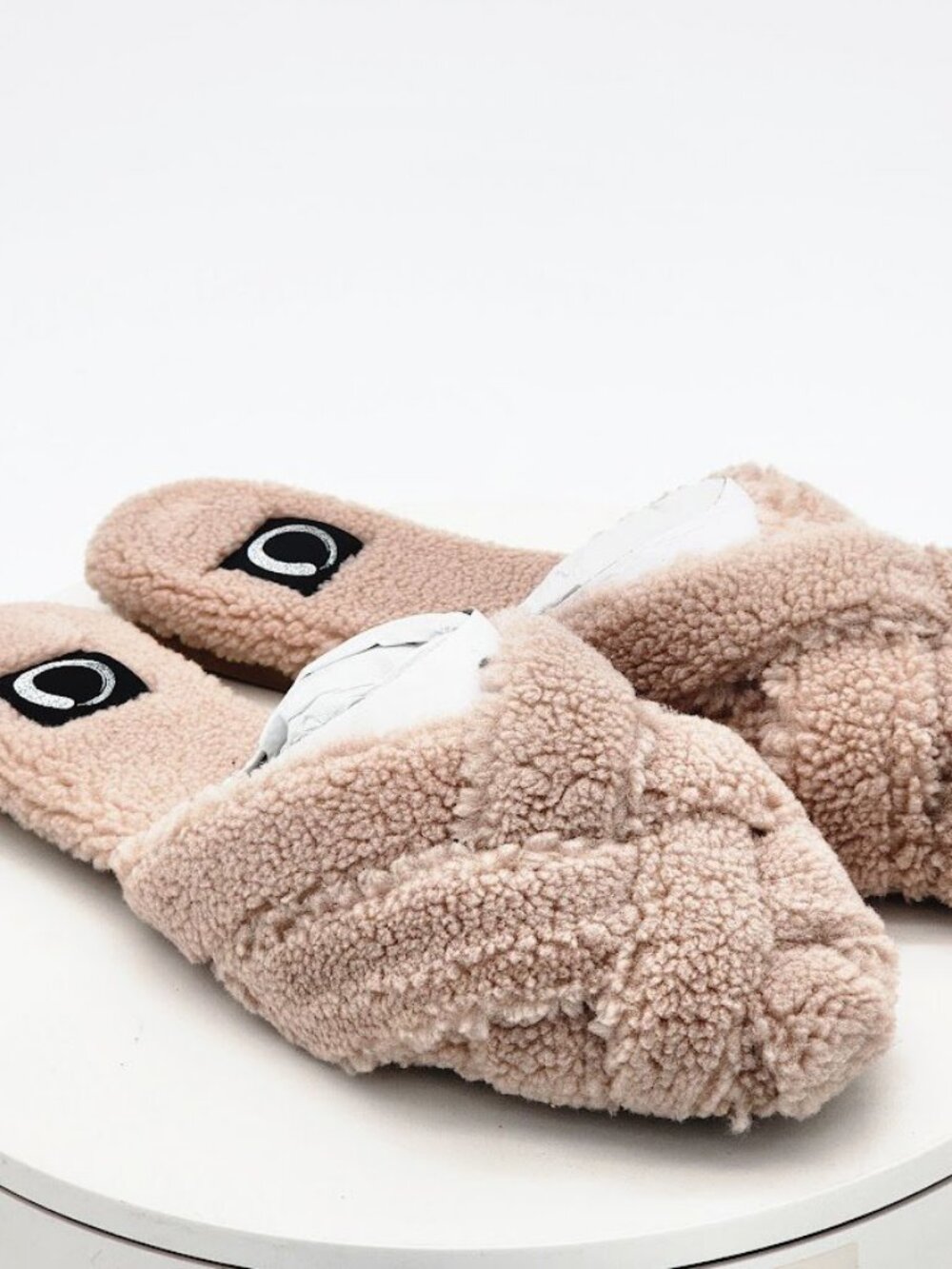 Journee Collection Sereena Pink Sherpa Cross Band Slide Slippers Women's Size 10